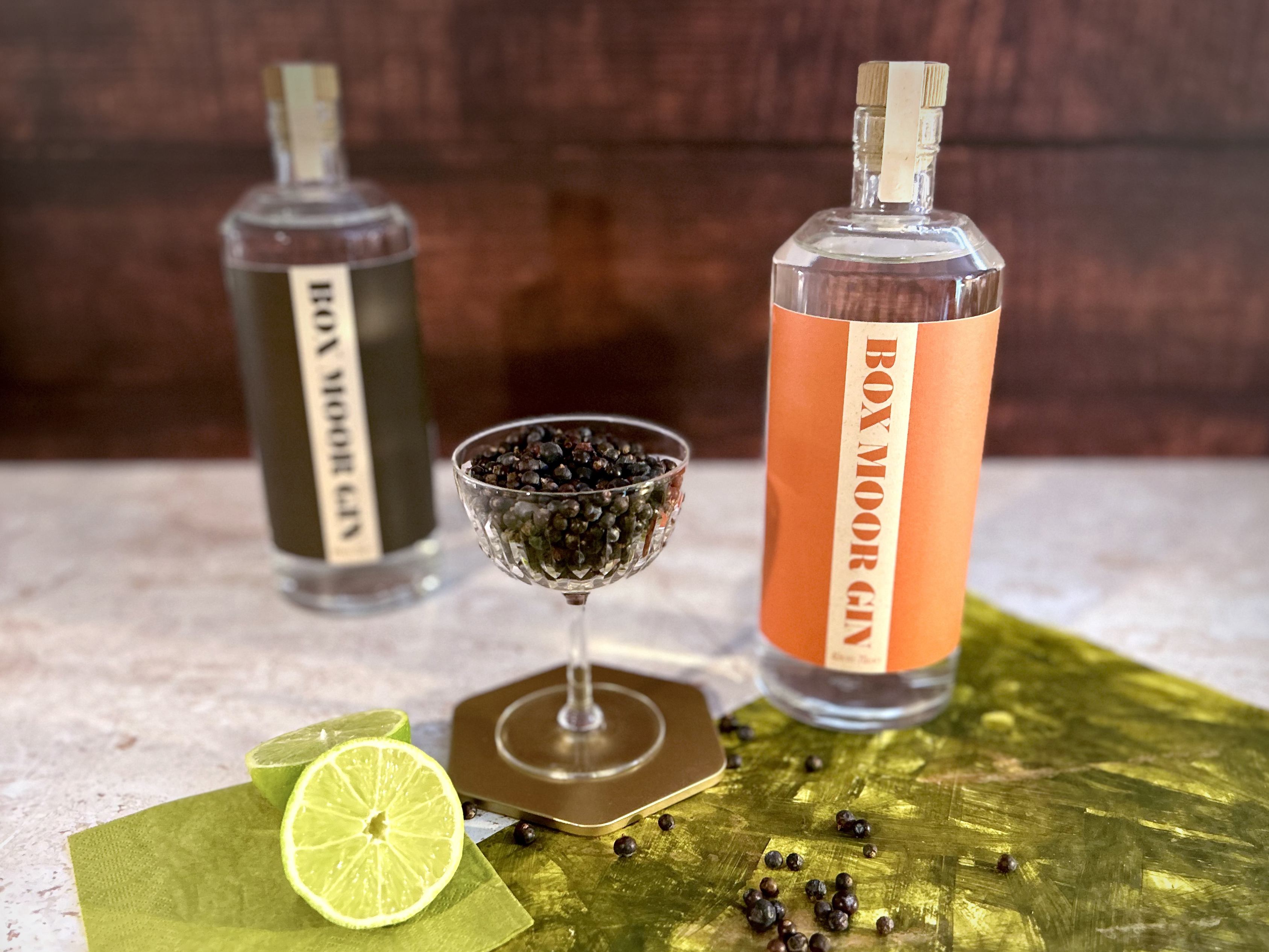 Box Moor Gin Bottles And Juniper Cropped